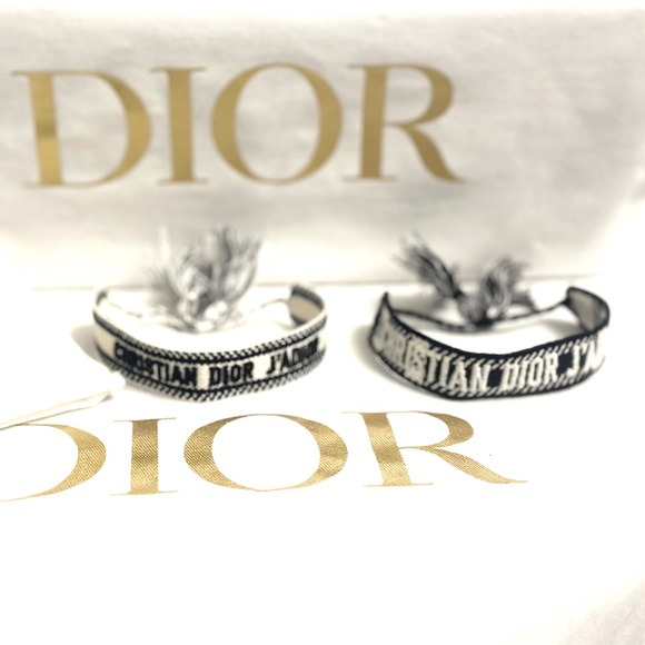 CHRISTIAN DIOR Woven Cotton J'Adior Friendship Bracelet Set Black - Picture 1 of 1